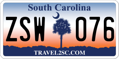SC license plate ZSW076