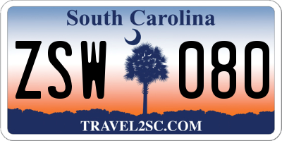 SC license plate ZSW080