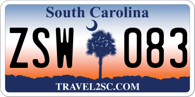 SC license plate ZSW083