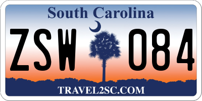 SC license plate ZSW084