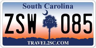 SC license plate ZSW085