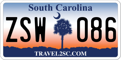 SC license plate ZSW086