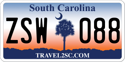 SC license plate ZSW088