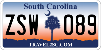 SC license plate ZSW089