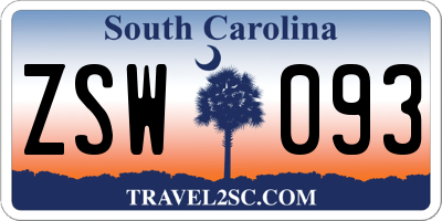 SC license plate ZSW093