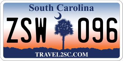 SC license plate ZSW096
