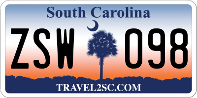 SC license plate ZSW098