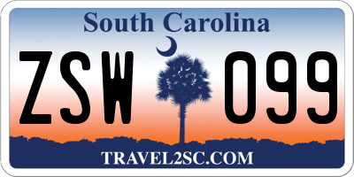 SC license plate ZSW099