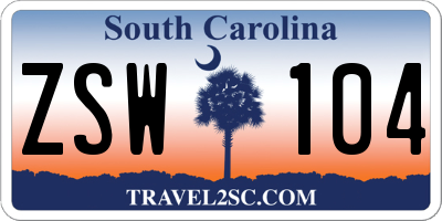 SC license plate ZSW104