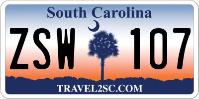 SC license plate ZSW107