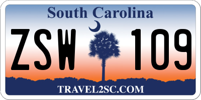 SC license plate ZSW109