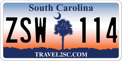 SC license plate ZSW114