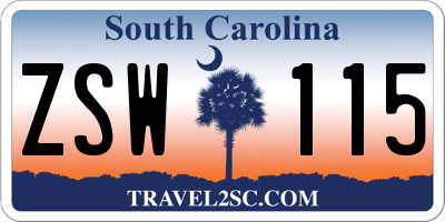 SC license plate ZSW115