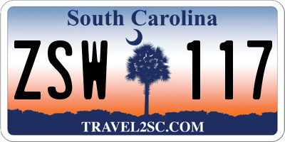 SC license plate ZSW117