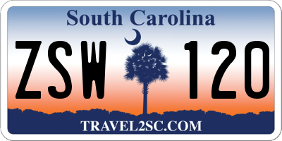 SC license plate ZSW120