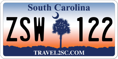 SC license plate ZSW122
