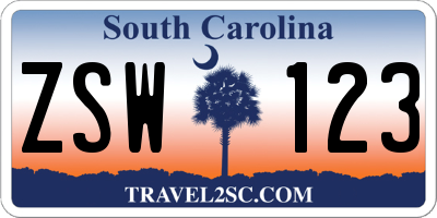SC license plate ZSW123