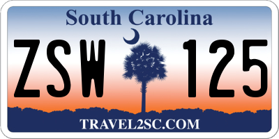 SC license plate ZSW125