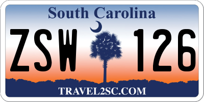 SC license plate ZSW126