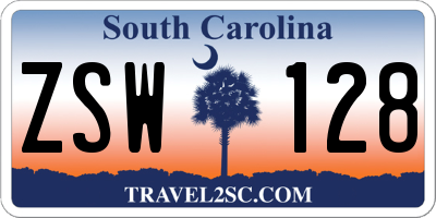 SC license plate ZSW128