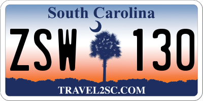 SC license plate ZSW130