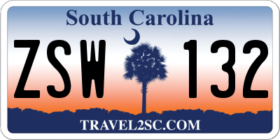 SC license plate ZSW132