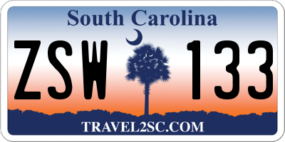 SC license plate ZSW133