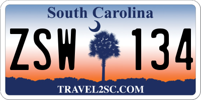 SC license plate ZSW134