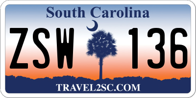 SC license plate ZSW136
