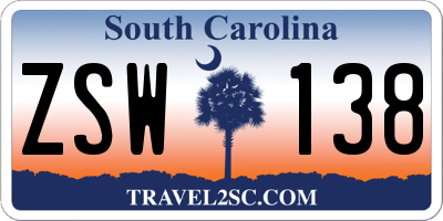SC license plate ZSW138