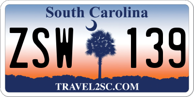 SC license plate ZSW139