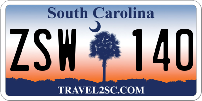 SC license plate ZSW140