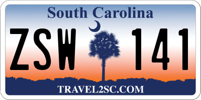 SC license plate ZSW141