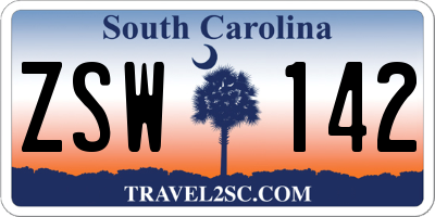 SC license plate ZSW142