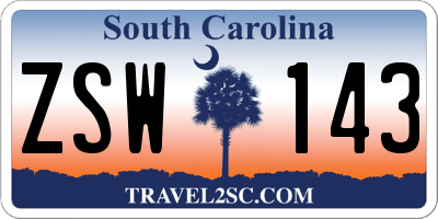 SC license plate ZSW143