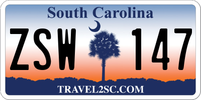 SC license plate ZSW147