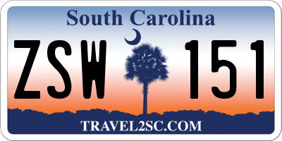SC license plate ZSW151