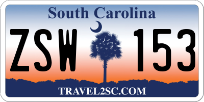 SC license plate ZSW153