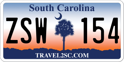 SC license plate ZSW154
