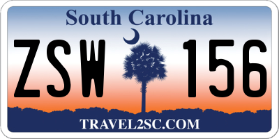 SC license plate ZSW156
