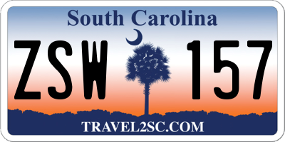 SC license plate ZSW157