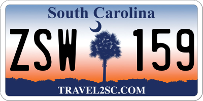 SC license plate ZSW159