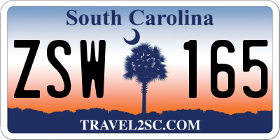 SC license plate ZSW165