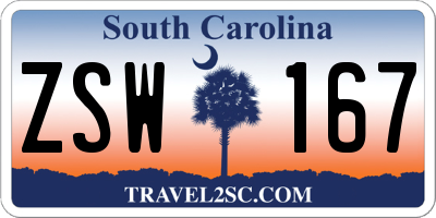 SC license plate ZSW167