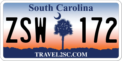 SC license plate ZSW172