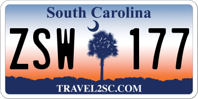 SC license plate ZSW177