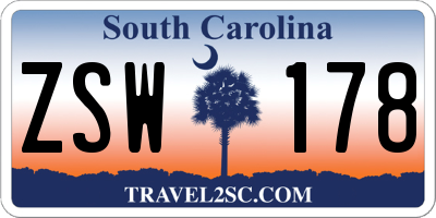 SC license plate ZSW178
