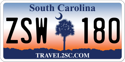 SC license plate ZSW180
