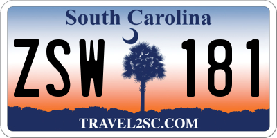 SC license plate ZSW181