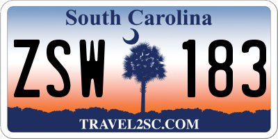 SC license plate ZSW183